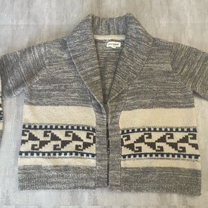Lucky Brand-Gray and Cream Knit Cardigan- Size M